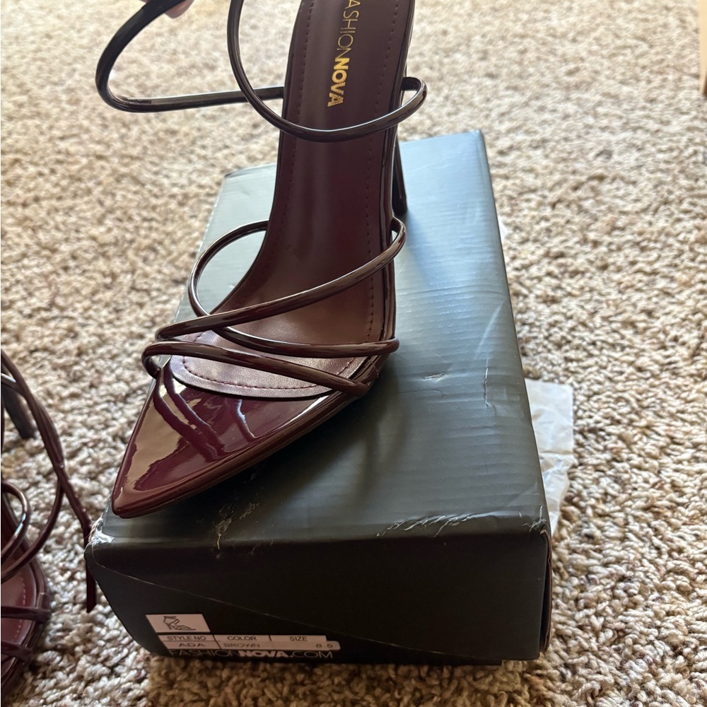 Fashion Nova Women's Deep Burgundy Strappy Heels
